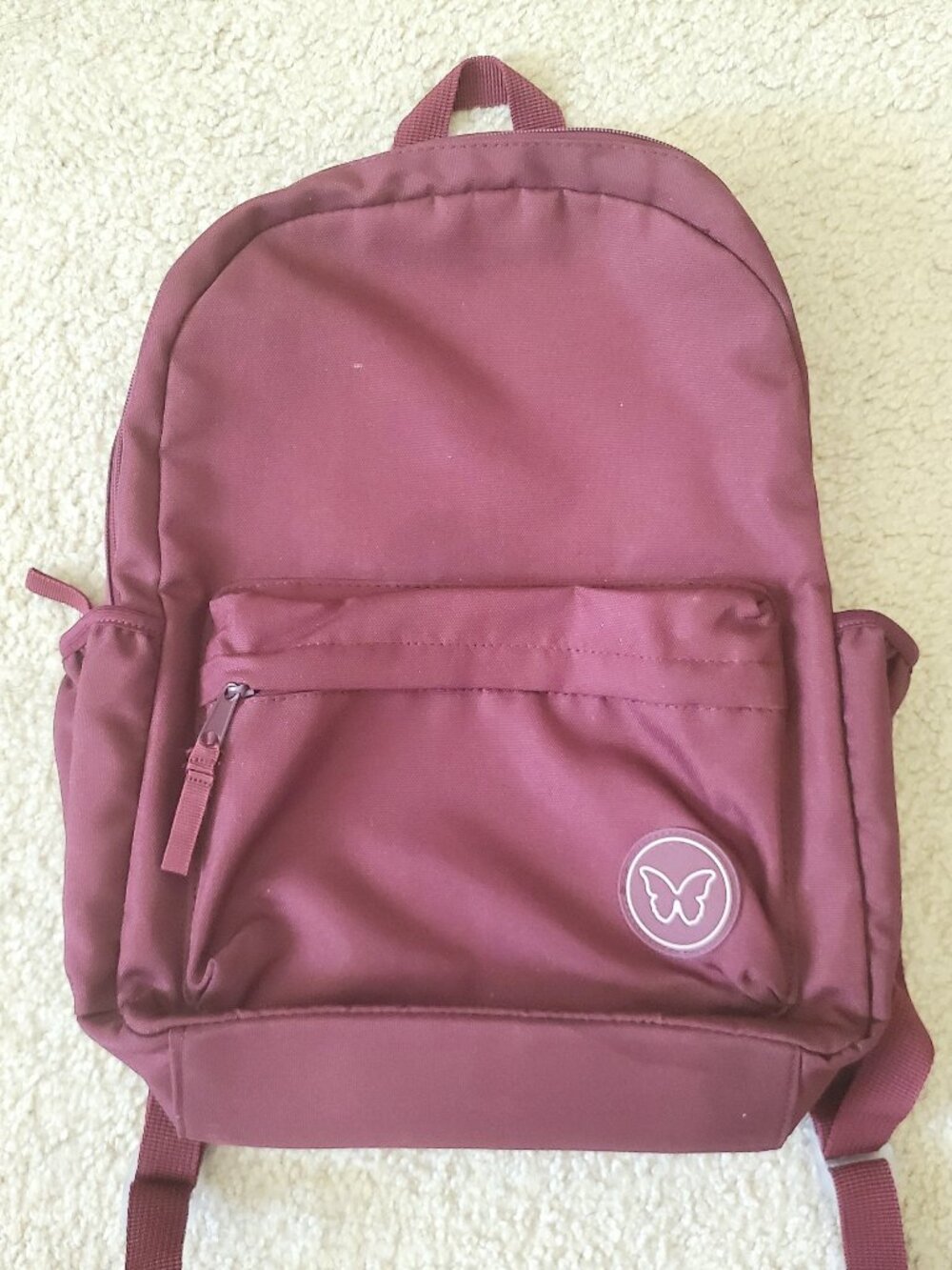 Art Class 18" Butterfly Burgundy Maroon Red Backpack
